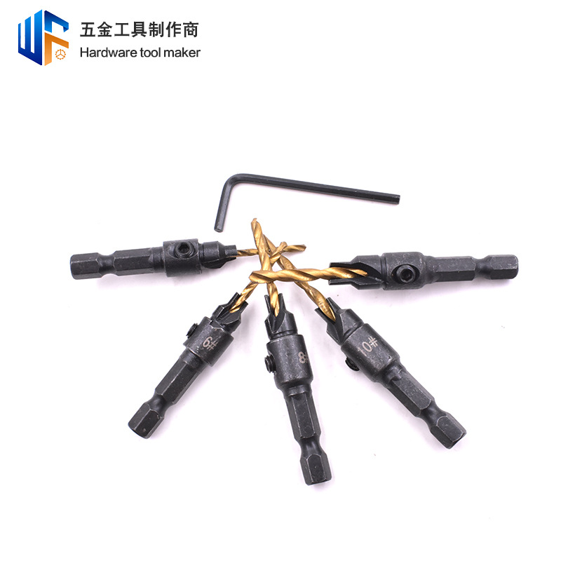 Broca avellanadora de vástago hexagonal de venta directa de fábrica, herramienta integrada para hacer agujeros con taladro eléctrico, broca helicoidal para trabajar la madera