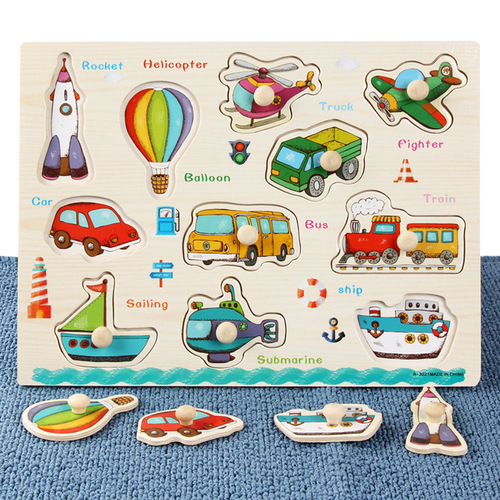 Children's wooden scratching board, early education development, intelligence scratching board, numbers, letters, fruits, animals and vegetables puzzle pieces