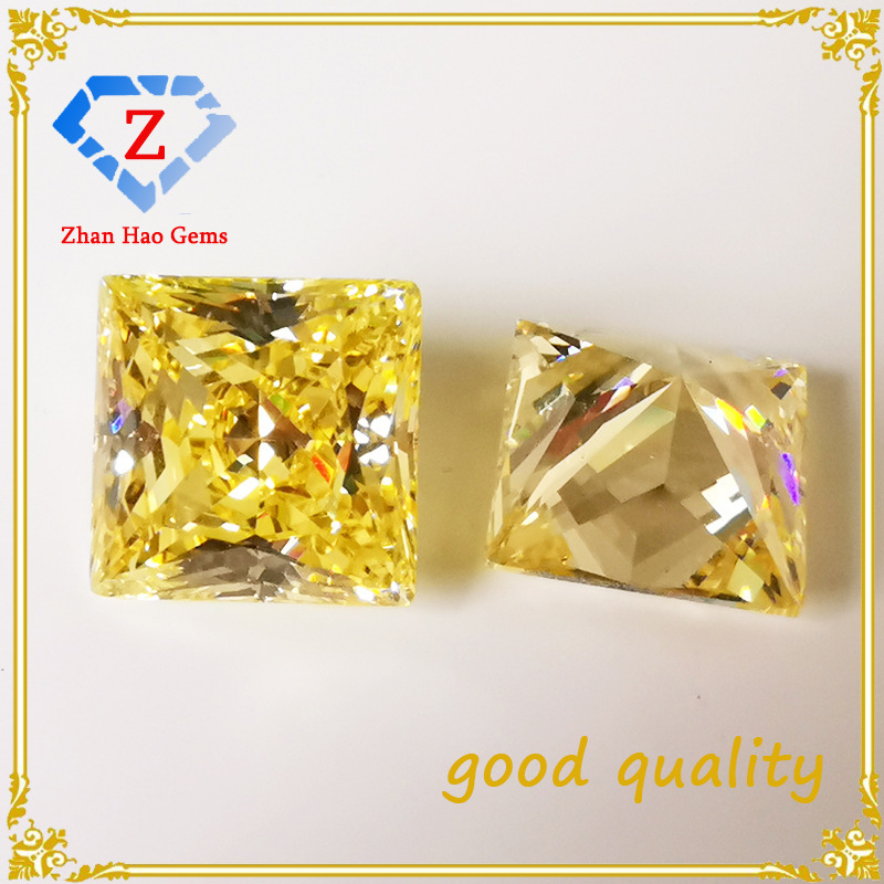 8A goose yellow square car flower right angle high carbon diamond wholesale Princess Square zircon bare stone bracelet accessories
