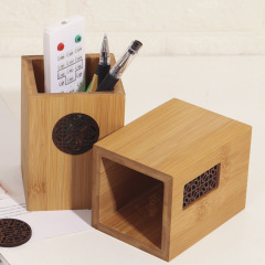 節日禮品木質筆筒批發畢業季送禮創意竹木桌面筆筒遙控器收納擺件