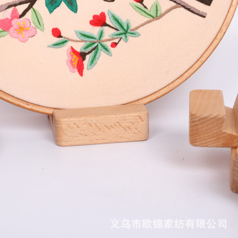 Doble ranura perezoso de madera maciza soporte de teléfono móvil bordado DIY creativo bordado de haya estiramiento decoración de madera sólida base de madera