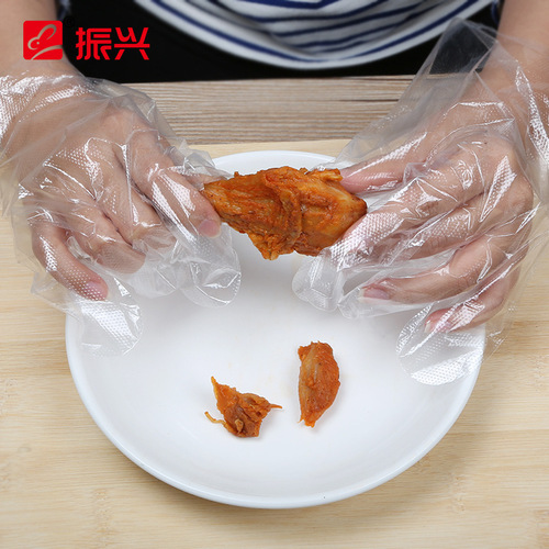 Zhenxing Disposable Gloves Wholesale Food Grade Catering Takeaway Edible Transparent Plastic Lobster PE Glove Film