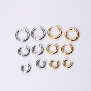 Titanium steel hoop style large exaggerated European and American simple circle plain smooth big ear ring fashionable ins earrings
