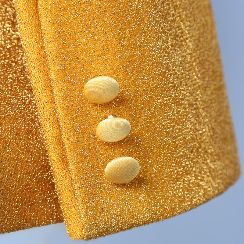 Abbigliamento maschile Abito casual Giacca due pezzi Abito casual in velluto dorato_voghion.com