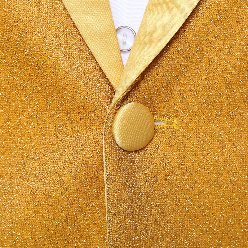 Abbigliamento maschile Abito casual Giacca due pezzi Abito casual in velluto dorato_voghion.com