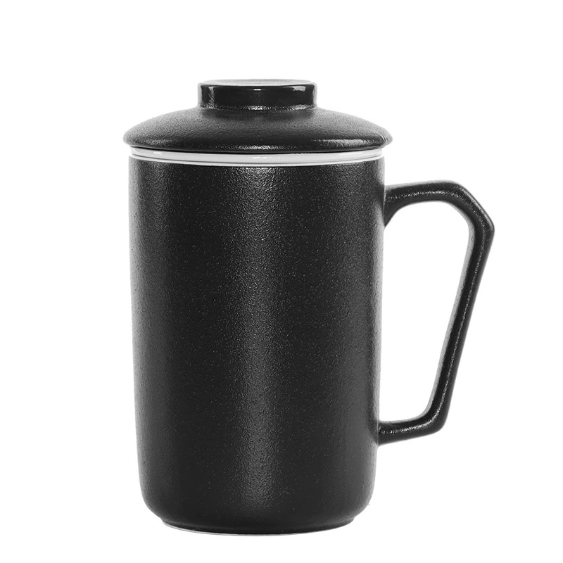 Retro ceramic tea for office, filter, set, Chinese style, Birthday gift