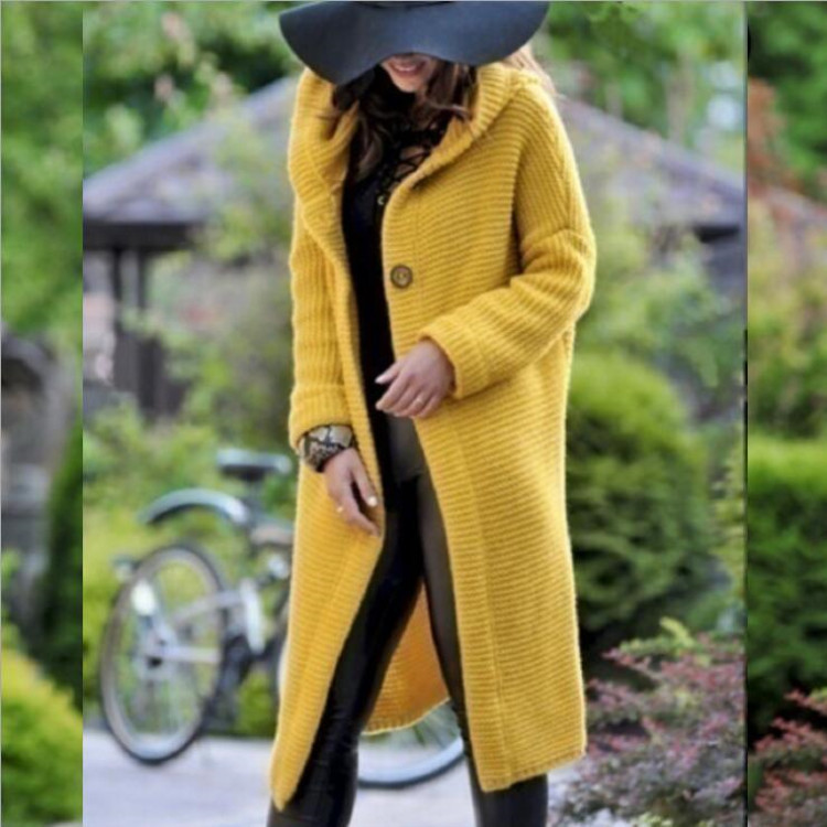 Amazon Sweater 2024 Autumn and Winter Popular Large Size Cardigan Knitted Sweater Women's Coat Long Factory Direct Sales