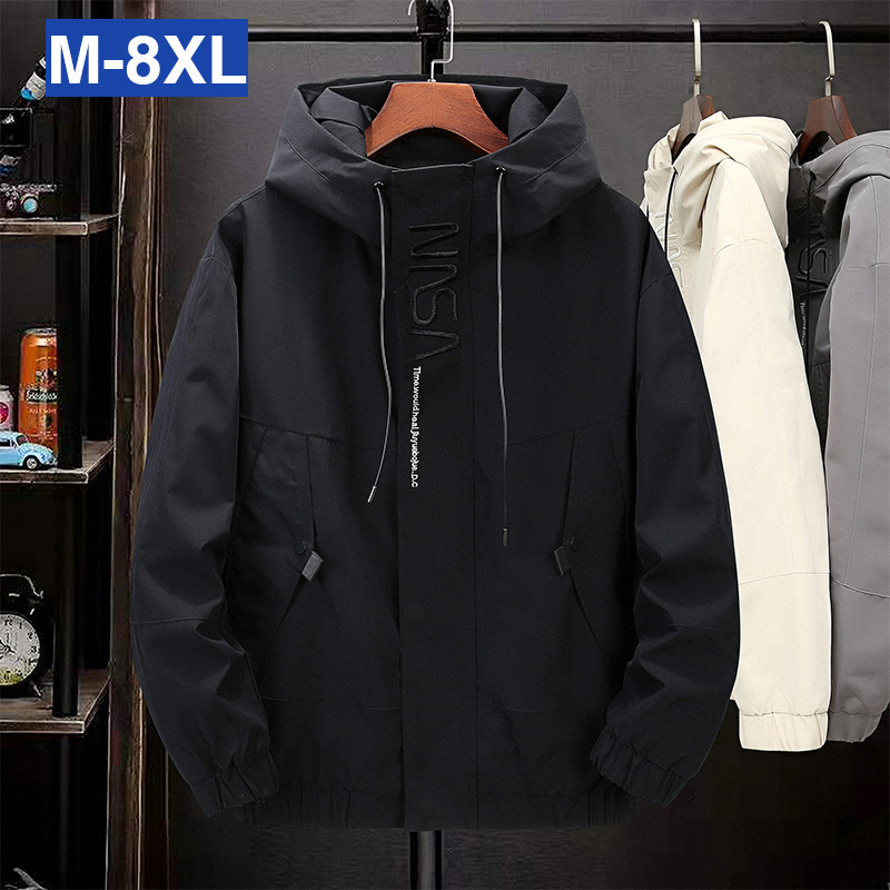 Plus-Size Oversized Men's Jacket Spring and Autumn New Japanese Style Large Hooded Coat Loose Versatile Casual Top Trendy Plus-Size Oversized Men's Jacket Spring and Autumn New Japanese Style Large Hooded Coat Loose Versatile Casual Top Trendy