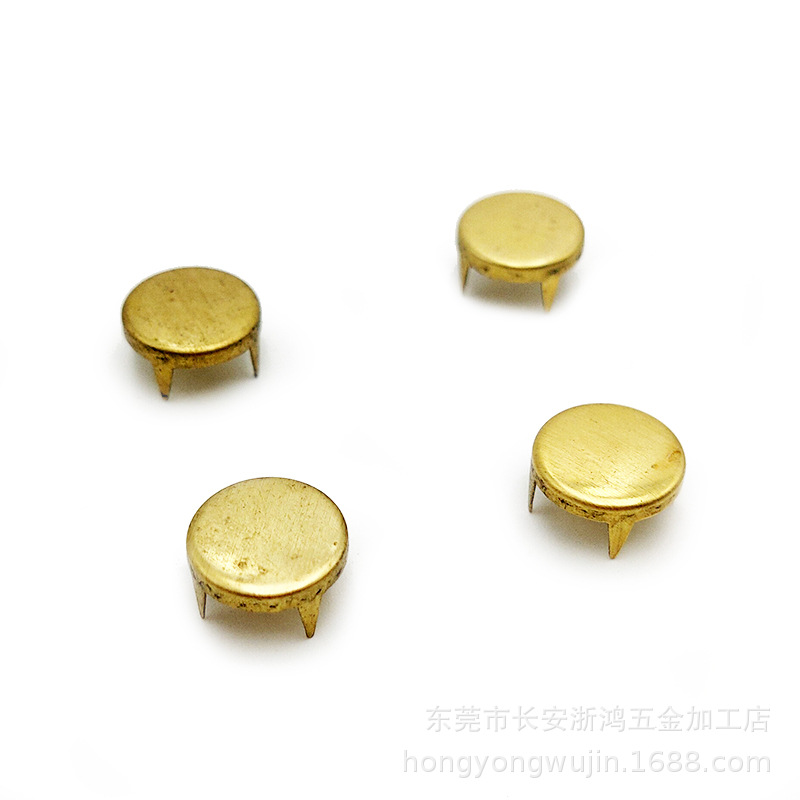 厂家自产 金色 铜13mm 平头四爪钉 爪珠爪钉 圆平爪钉 平面四爪珠