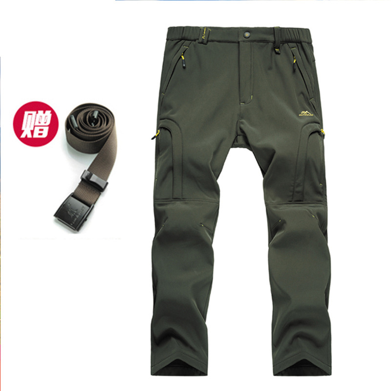 Winter Outdoor Soft Shell Pants Men's and Women's Warm Charge Pants Fleece-lined Thickened Couple Pants