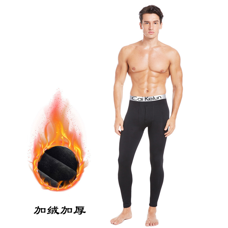 Otoño e Invierno nuevos pantalones cálidos de color sólido de los hombres delgados de fondo pantalones largos forrados de lana engrosada productos calientes ventas directas de la fábrica