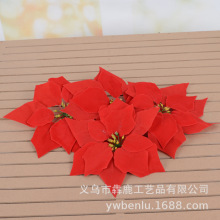 仿真绒布一品红花朵圣诞花假花圣诞节装饰绢花花束红色花卉