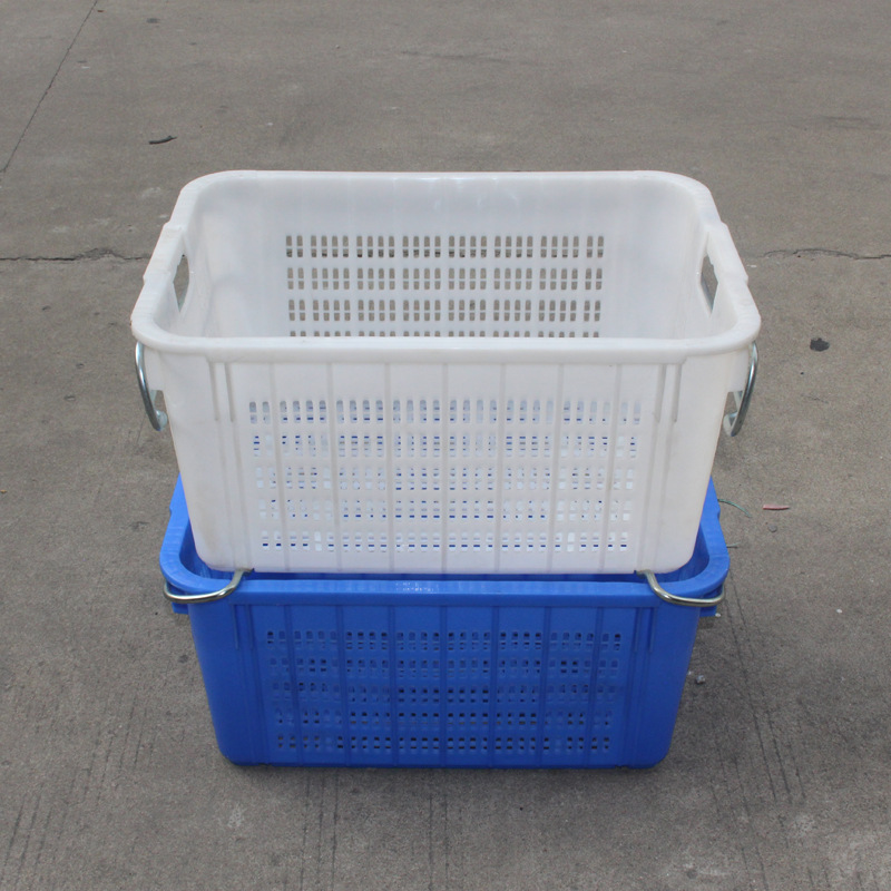 多规格尺寸塑胶筐 斜插套叠式白色塑料筐车间成品物料筐带铁耳箩