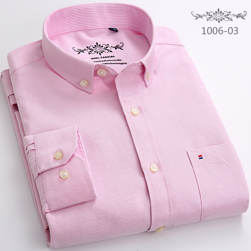 2024 primavera Oxford camisa tejida de manga larga camisa casual joven y de mediana edad camisa de moda todo fósforo ropa de hombre en stock al por mayor