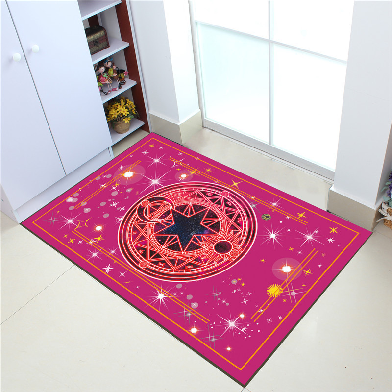 De dibujos animados Sakura lindo matriz de magia alfombra de piso absorbente puerta de entrada alfombra de pie almohadilla de frotación lavable