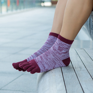 Five-finger socks men's cotton thread five-finger socks mid-barrel high waist five-toe pure socks mid-thick toe socks processing and distribution