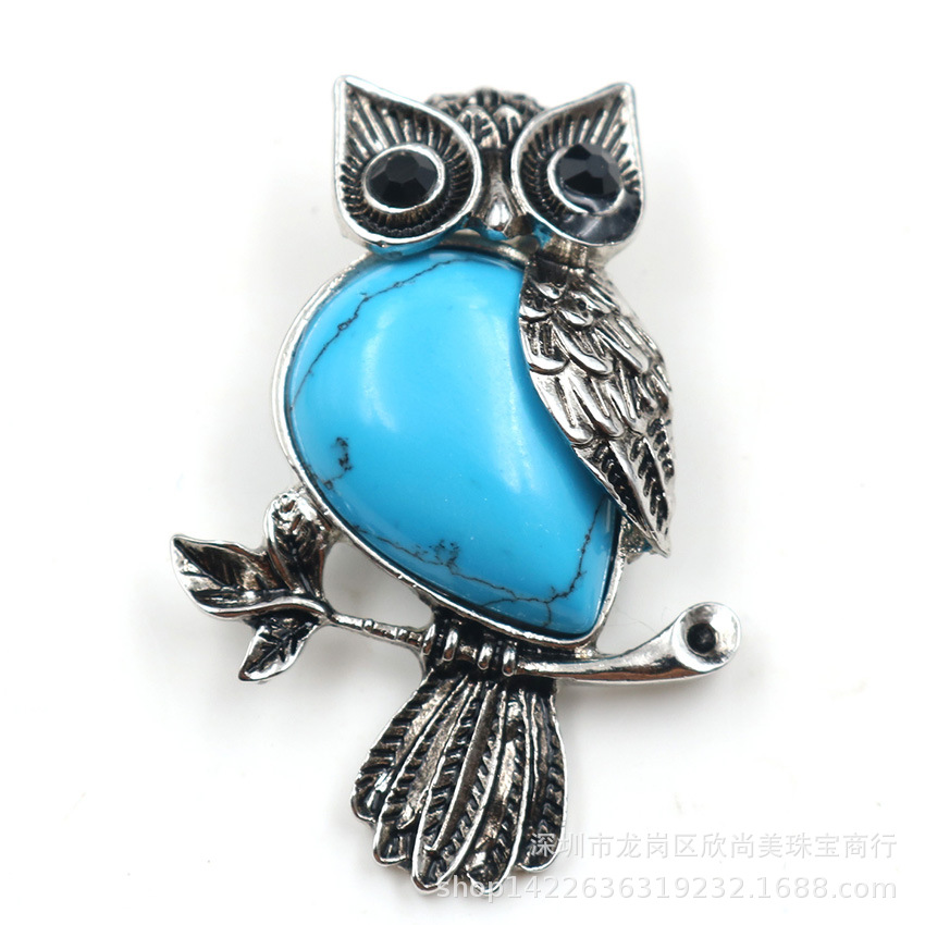 합성 푸른 청록색 올빼미 의류 브로치 펜던트