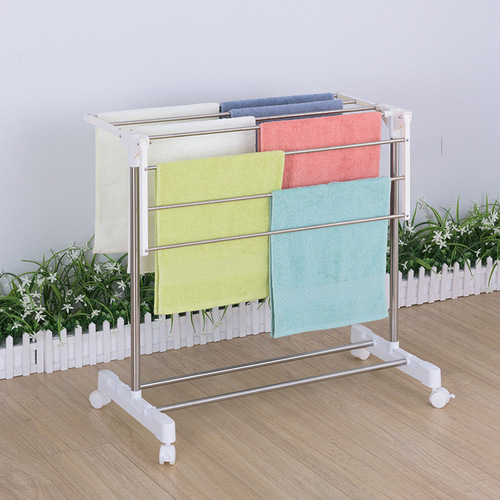 Wholesale towel rack floor-standing folding mobile clothes drying rack small bathroom bay window clothes drying rack