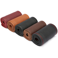 Genuine Leather Fashion Floral Embroidered Hand-Stitched Steering Wheel Cover, Four Seasons Suitable Car Wheel Cover YH-10