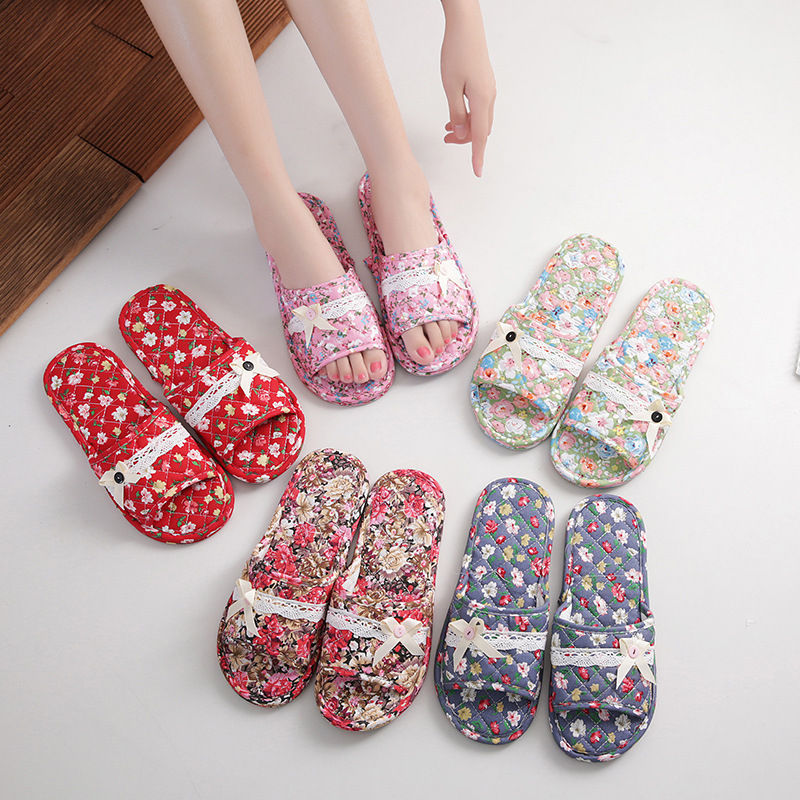 Cross-Border Two-Layer Cloth-Soled Wooden Floor Slippers Soft-Soled Couple Slippers Home Women's Summer Indoor Autumn and Winter Silent Home Shoes