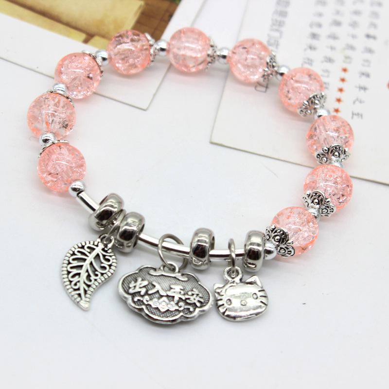 Korean-style Popcorn Glass Crystal Bracelet Multi-element Imitation Glass Fashion Popular Women's Bracelet Imitation Silver Jewelry