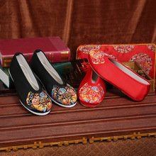 新款老北京布鞋男式復古中式婚禮秀禾服新郎綉花鞋古裝漢服平底鞋
