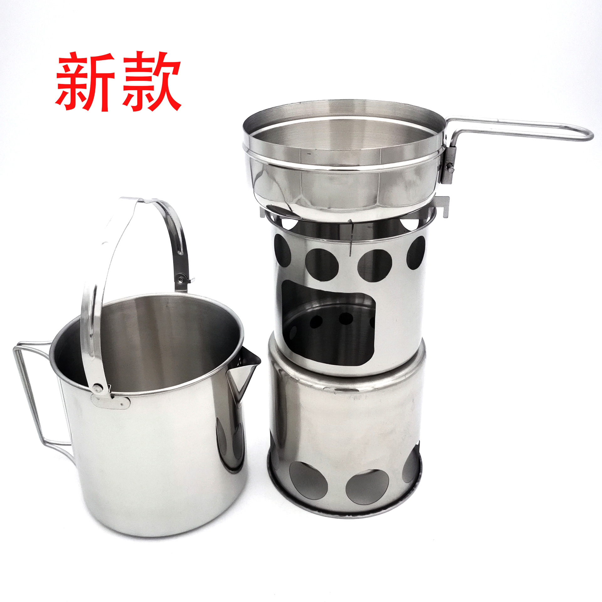 New stainless steel hanging pot + wood stove