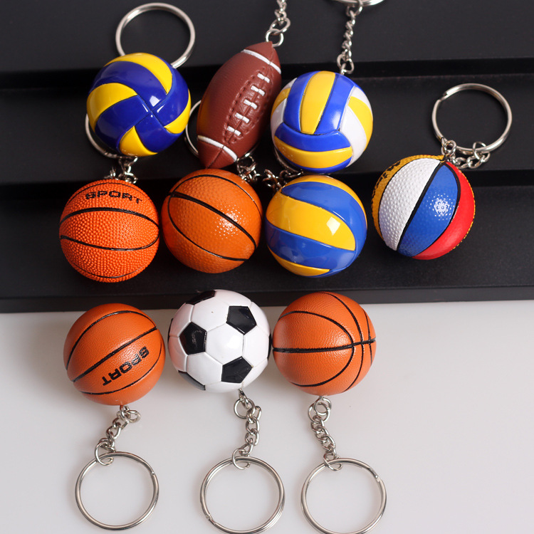 Deportes llavero baloncesto voleibol rugby pu cuero simulación bola colgante ventiladores suministros creativos pequeños regalos