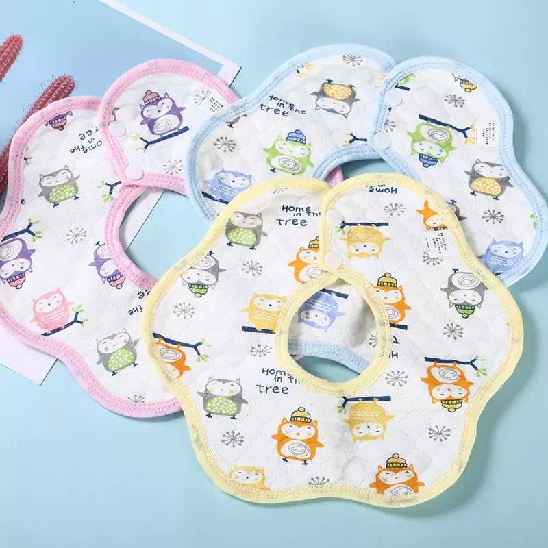 定制母婴婴儿儿童花瓣防水围嘴围兜宝宝卡通口水巾纯棉材质