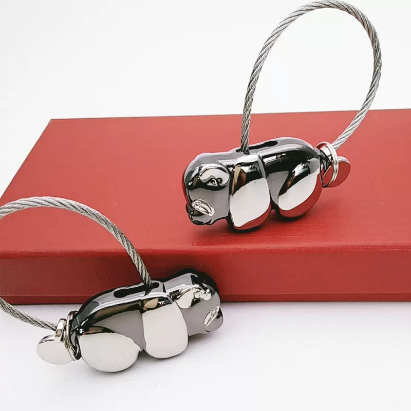 工艺品人气磁铁情侣钥匙链挂件可爱亲亲熊猫金属钥匙扣创意小礼品