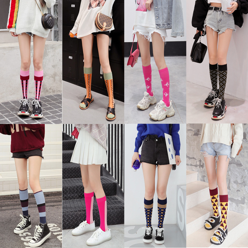 Cotton Stockings Cyber Celebrity Calf Socks Women's Socks Knee-length Socks Autumn and Winter Mid-length Socks Fashionable Japanese Style High Socks Piled Stacked Socks