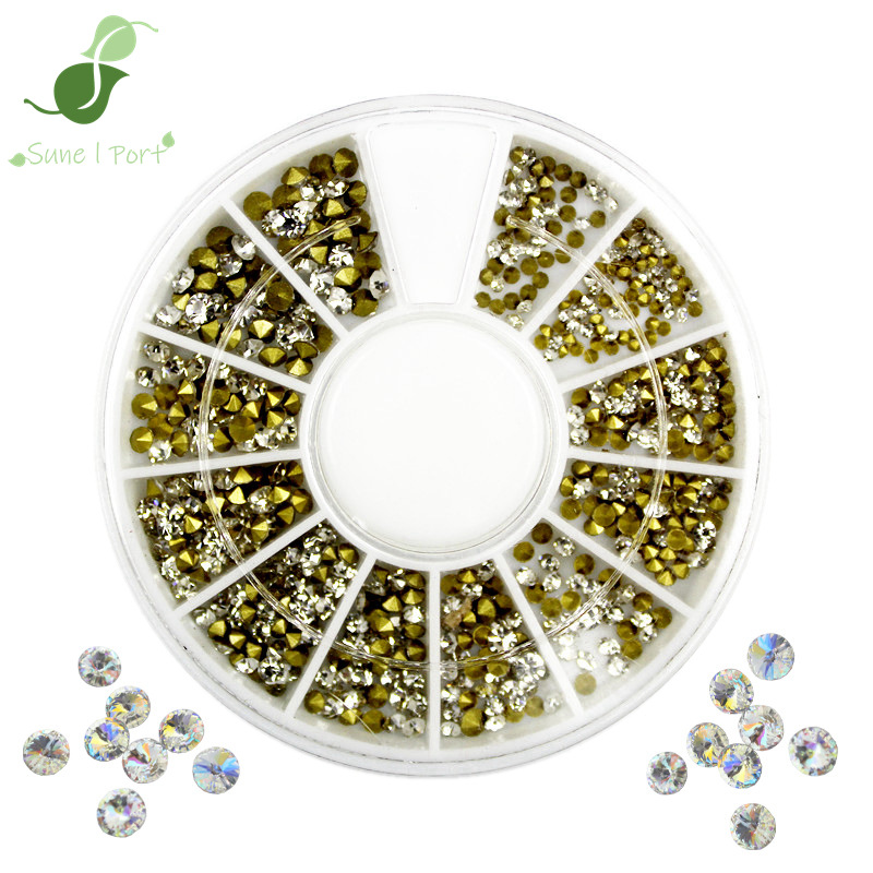 Golden small transparent shiny mixed accessory for manicure