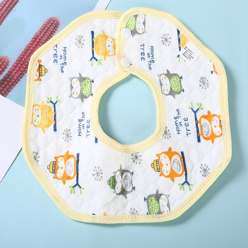Maternal and infant children's octagonal waterproof bib Summer ultra-thin waterproof bib Baby cartoon saliva napkin