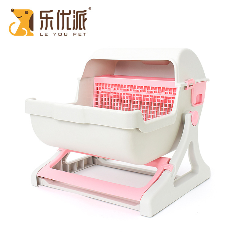 Lavabo de arena semiautomático transfronterizo para gatos, lavabo de mierda para gatos perezosos, gran espacio, inodoro para gatos abierto, fábrica personalizada al por mayor