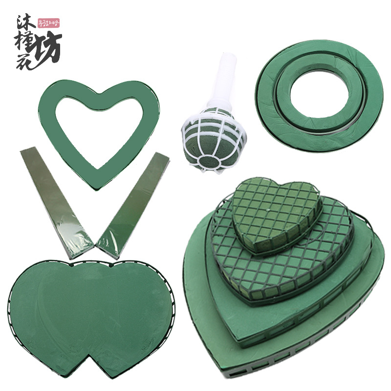 厂家批发婚车花泥吸盘花店用品心形婚庆车头鲜花装饰插花吸盘花泥