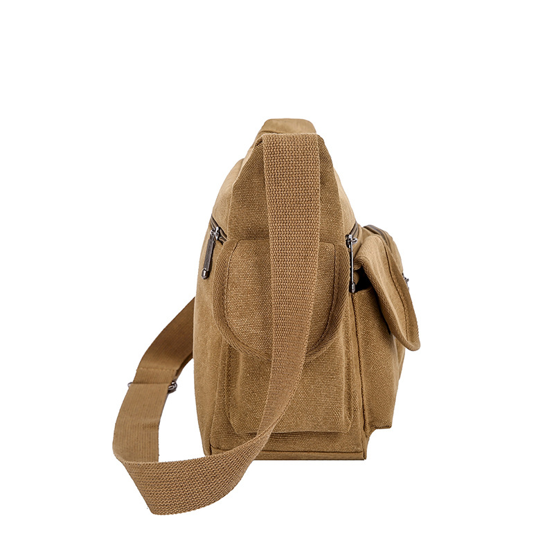 Nueva bolsa de mensajero transfronteriza para hombres de mediana edad y ancianos simple mochila de lona casual al aire libre multi-Bolsillo simple bolsa de hombro