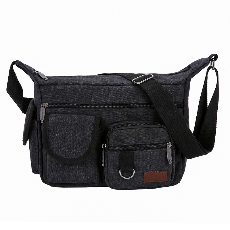 Nueva bolsa de mensajero transfronteriza para hombres de mediana edad y ancianos simple mochila de lona casual al aire libre multi-Bolsillo simple bolsa de hombro