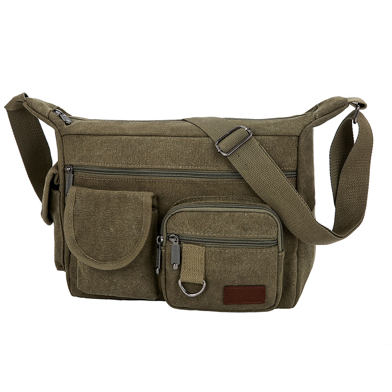 Nueva bolsa de mensajero transfronteriza para hombres de mediana edad y ancianos simple mochila de lona casual al aire libre multi-Bolsillo simple bolsa de hombro