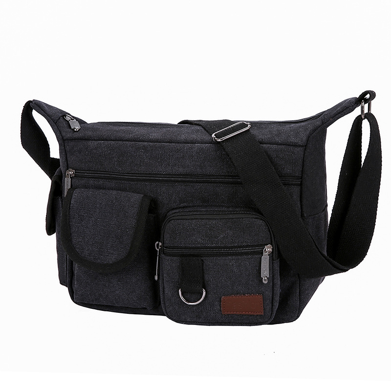 Nueva bolsa de mensajero transfronteriza para hombres de mediana edad y ancianos simple mochila de lona casual al aire libre multi-Bolsillo simple bolsa de hombro