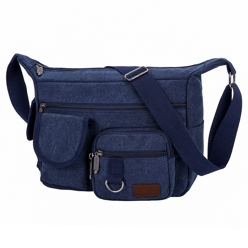 Nueva bolsa de mensajero transfronteriza para hombres de mediana edad y ancianos simple mochila de lona casual al aire libre multi-Bolsillo simple bolsa de hombro