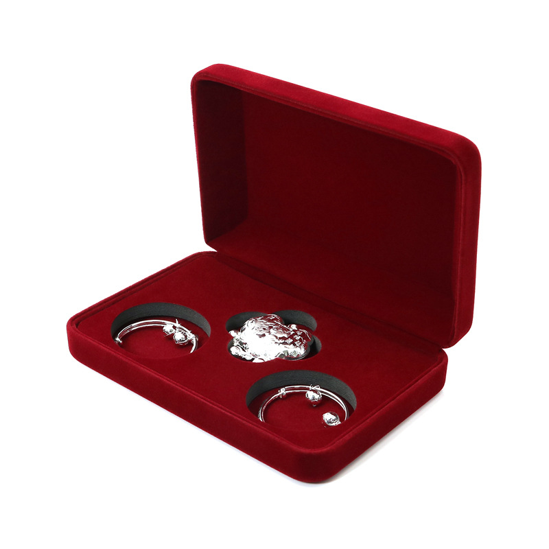 宝宝手镯套装盒 儿童首饰套盒手镯长命锁礼品盒 儿童金银双手镯盒