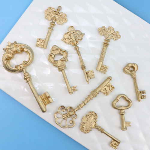 Antique key fondant silicone mold, various key lock cake decorations, creative DIY baking chocolate molds