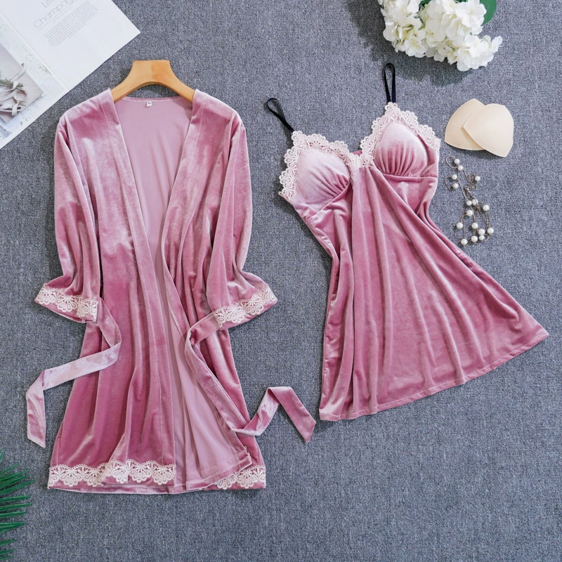 Демисезонная майка с чашечками, пижама, бархатное Slip dress, халат, сексуальная куртка