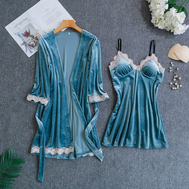 Демисезонная майка с чашечками, пижама, бархатное Slip dress, халат, сексуальная куртка