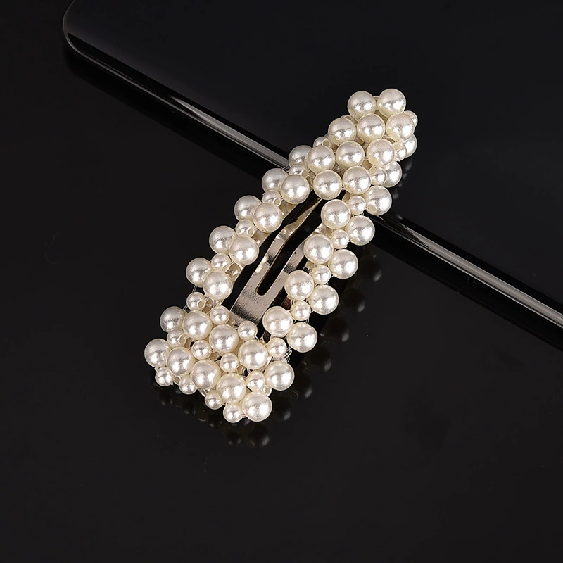 handmade Pearl Hair Clip, Woven Bow Design, 9 cm, Korean Simple Elegant