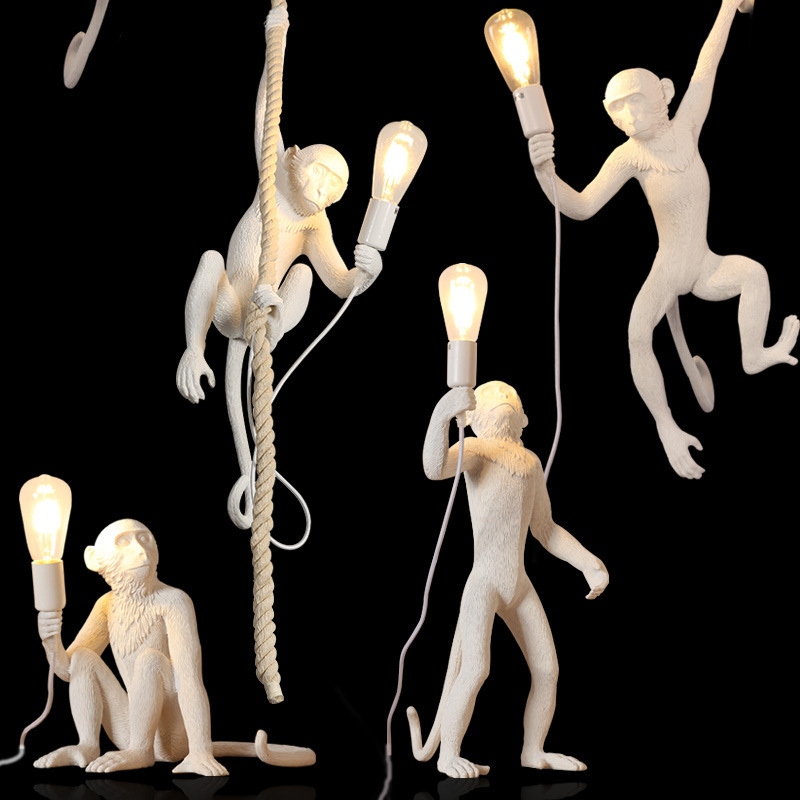 Nordic chandelier clothing store cartoon children's room post-modern creative art bar decoration craft hemp rope monkey lamp Nordic chandelier clothing store cartoon children's room post-modern creative art bar decoration craft hemp rope monkey lamp