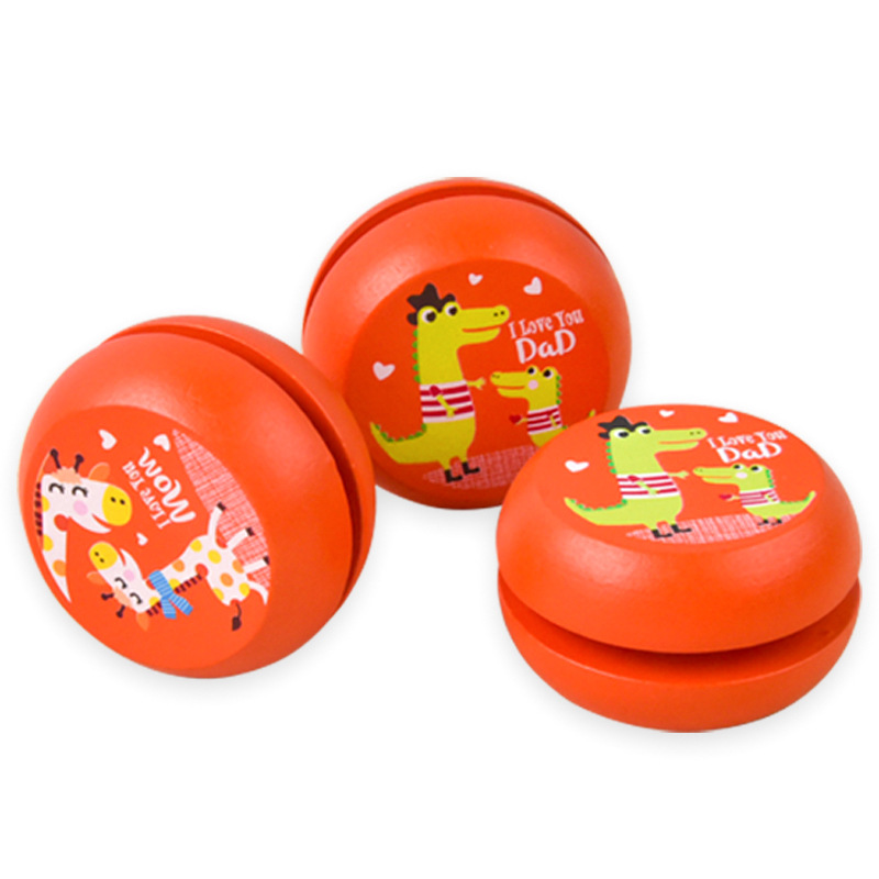 Lindo madera yo-yo niños dibujos animados animal yo-yo bola yoyo puesto Venta caliente juguete de madera pequeño regalo