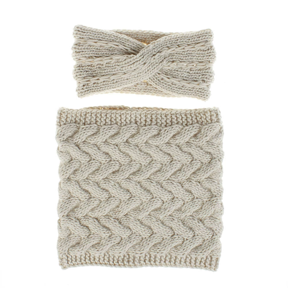 Демисезонная повязка на голову, шарф, шерстянойknitted набор с косичкой, Amazon, 2019, оптовый