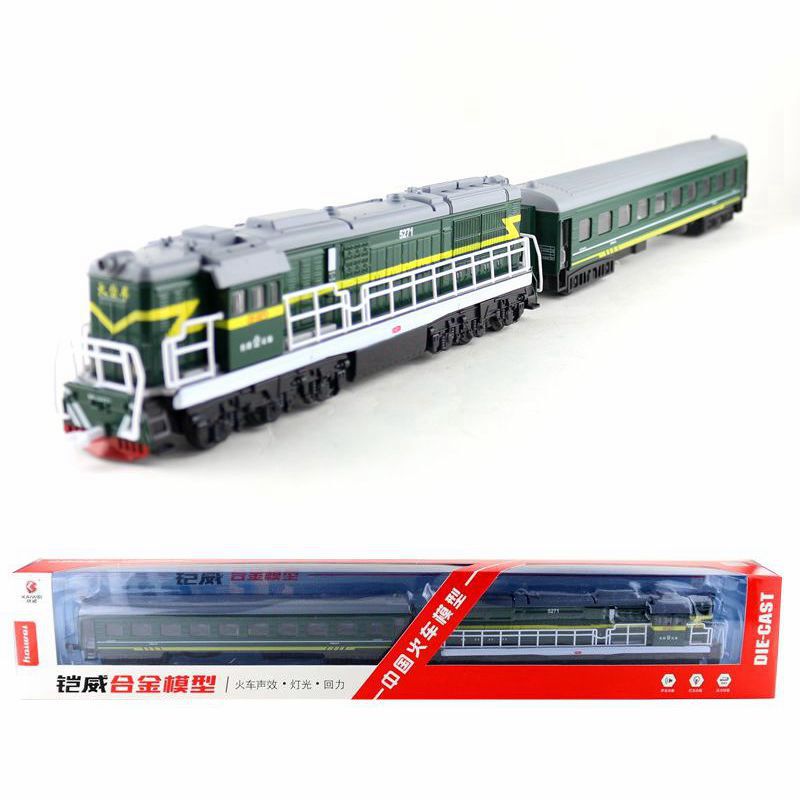 Kawei Meisheng Artificial Alloy Model Steam Locomotive Internal Combustion Locomotive Set Toy Pull Back Sound and Light Box
