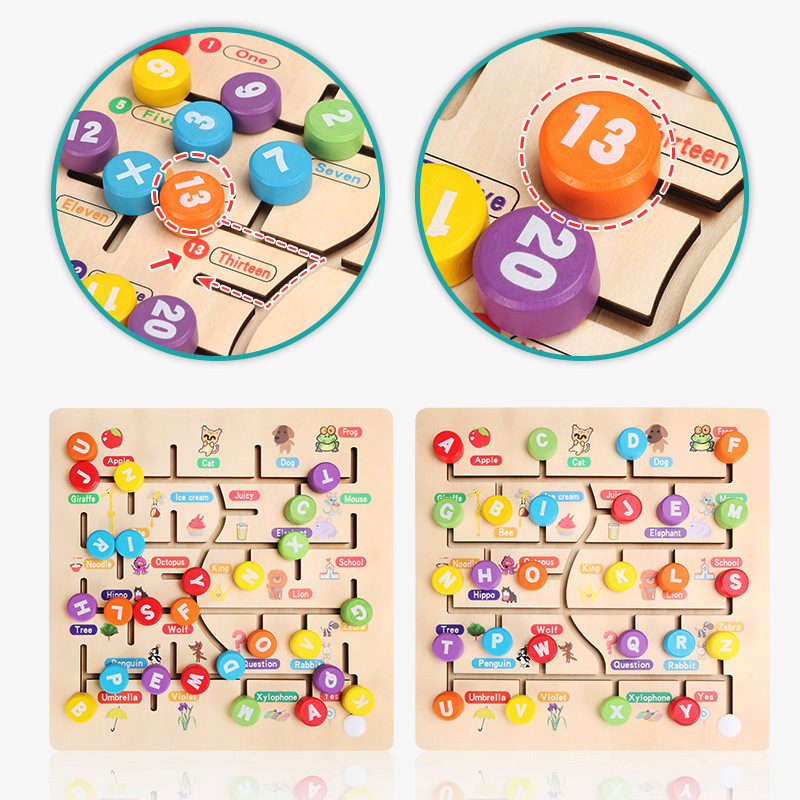 Rompecabezas de madera de los niños cartas digitales caminando cognitiva cero tablero educación temprana juguetes madera bebé Puzzle